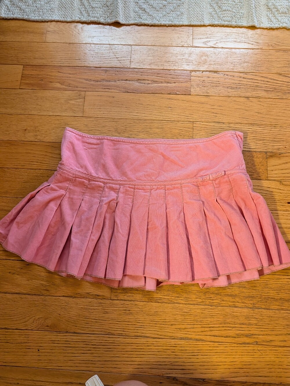 Vintage Y2K 2000s Aeropostale Pink Corduroy Pleated Micro Mini Skirt Preppy Vtg